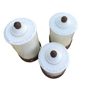 Mikasa Canister Set no damage used as display only lids have rubber rims